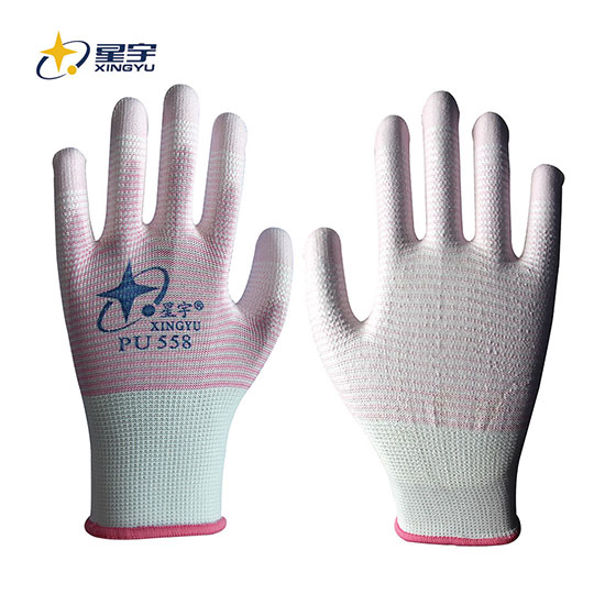 PU558十三针尼龙斑马纹PU手套