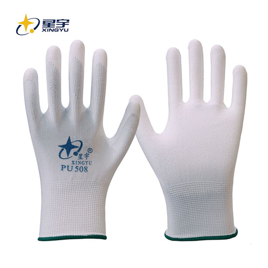 PU508十三针白尼龙PU手套